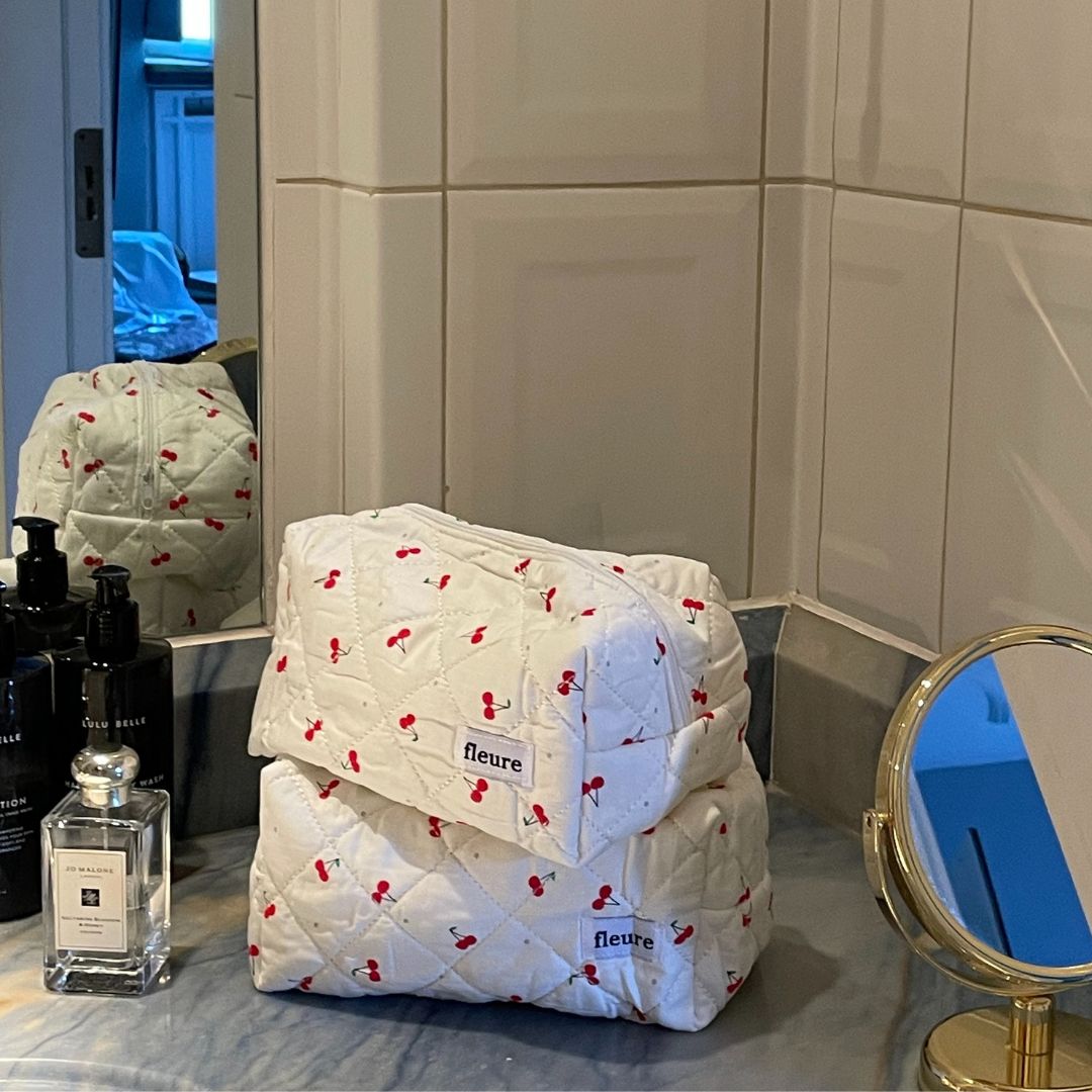 COSMETIC BAG KIT (2 bags) - CHERRY - SMALL + LARGE